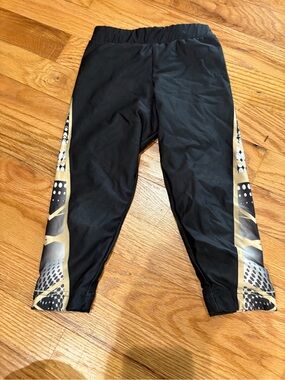 Varsity Black Leggings with Gold Accent Panels